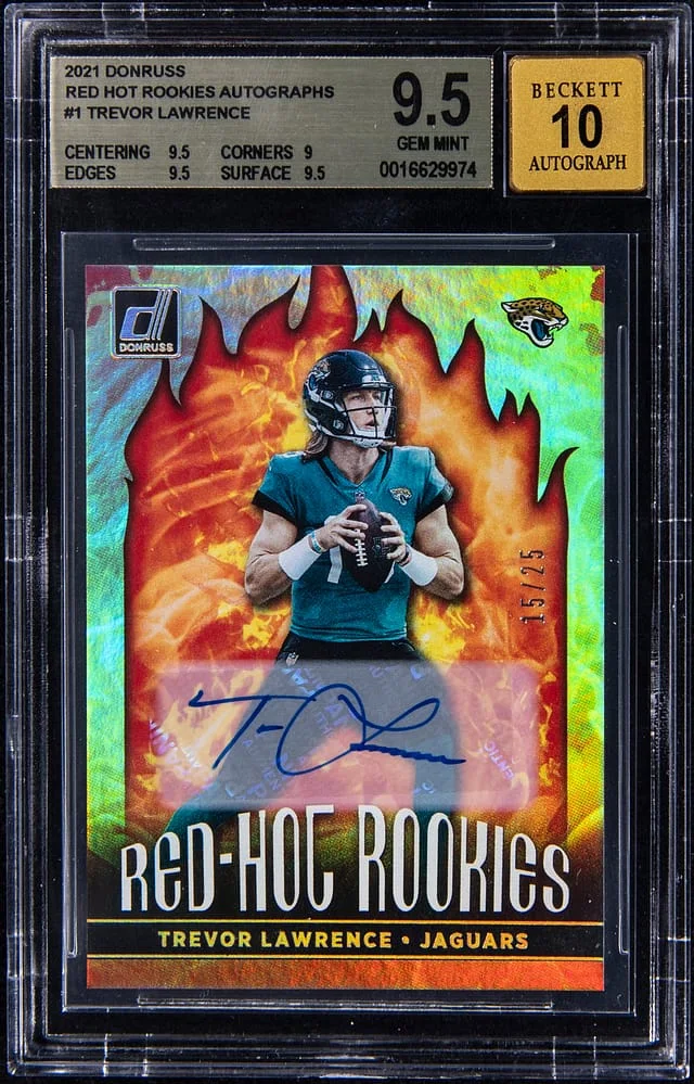 2021 Panini Donruss Trevor Lawrence Red Hot Rookies Autographs #RHR-TRL card image