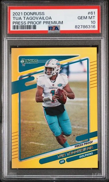 2021 Panini Donruss Tua Tagovailoa Press Proof Premium #61 card image