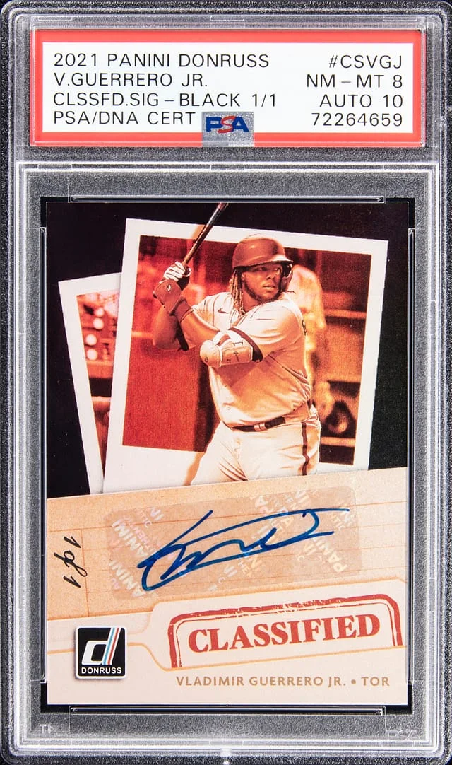 2021 Panini Donruss Vladimir Guerrero Jr. Classified Signatures Black #CS-VGJ card image