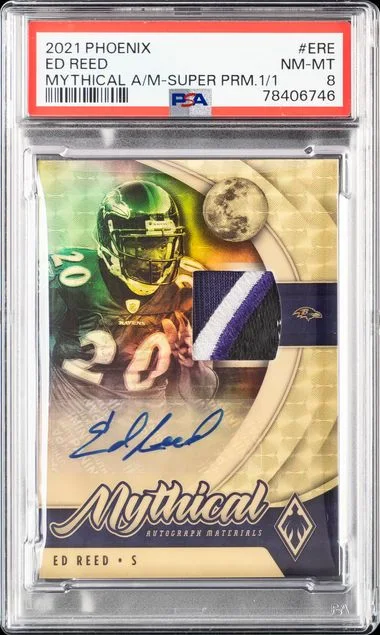 2021 Panini Ed Reed Phoenix Mythical Autograph Materials Super Prime #ERE card image