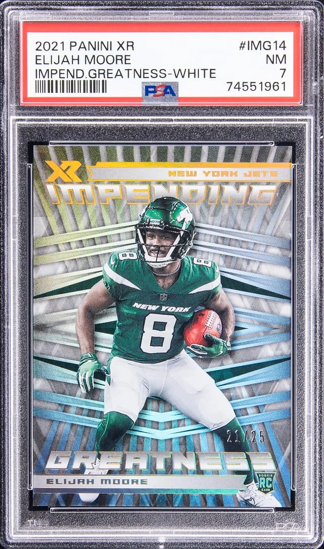 2021 Panini Elijah Moore XR Impending Greatness White #IMG14 card image