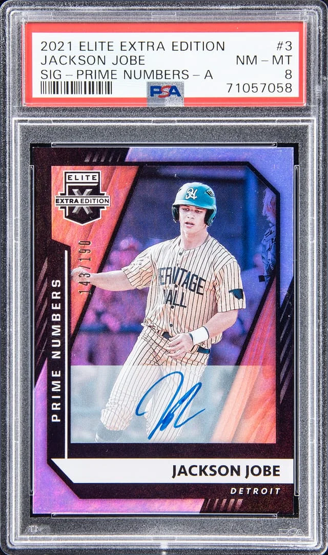 2021 Panini Elite Extra Edition Jackson Jobe Signatures Prime Numbers A #3 card image