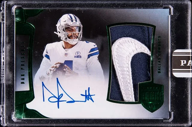 2021 Panini Eminence Dak Prescott Jumbo Patch Autographs Green '24 Black Box #JPA-DP card image