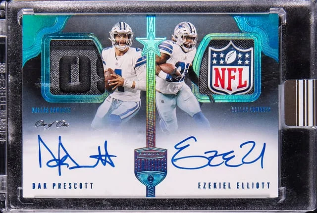 2021 Panini Eminence Dak Prescott/Ezekiel Elliott Dual Patch Autographs Platinum #DPA-PE card image