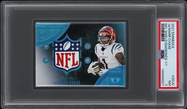 2021 Panini Eminence Ja'Marr Chase Diamond NFL Shield Diamonds #SD-JC card image