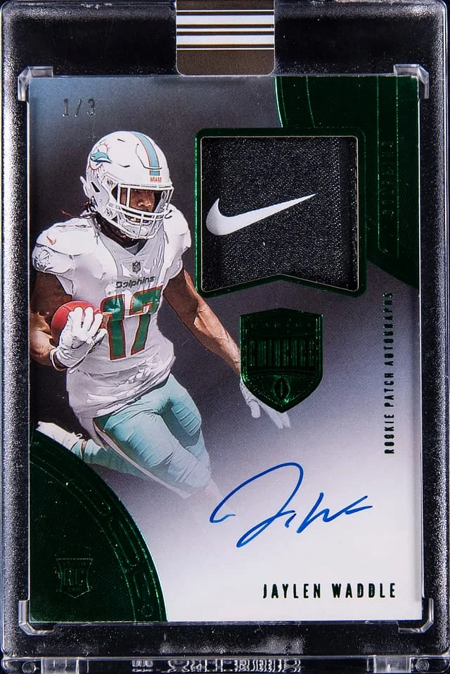2021 Panini Eminence Jaylen Waddle Patch Autographs (RPA) #RPA-JW card image