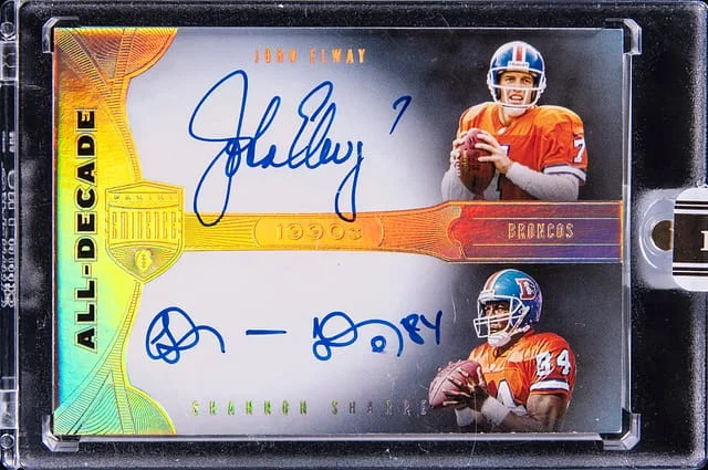 2021 Panini Eminence John Elway/Shannon Sharpe All-Decade Dual Autographs 2024 Black Box #ADA-ES card image