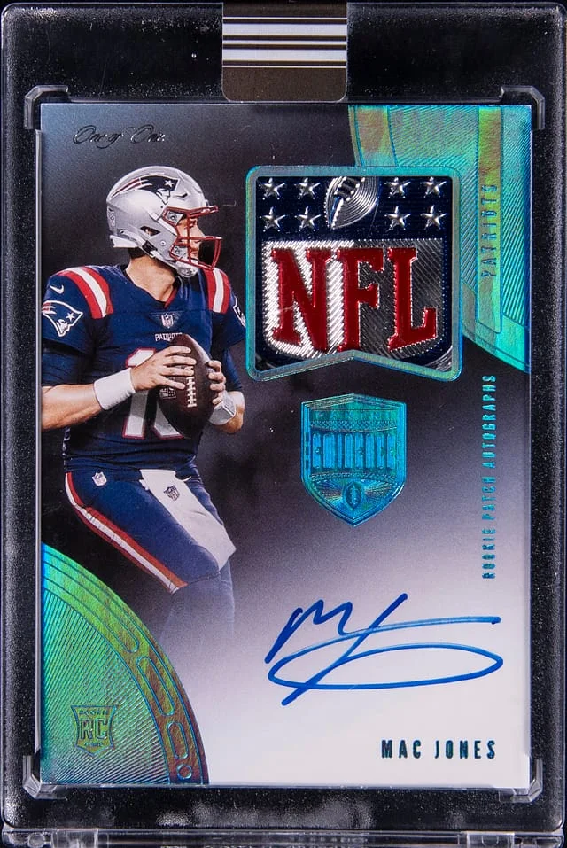 2021 Panini Eminence Mac Jones Patch Autograph (RPA) Platinum #RPA-MJ card image