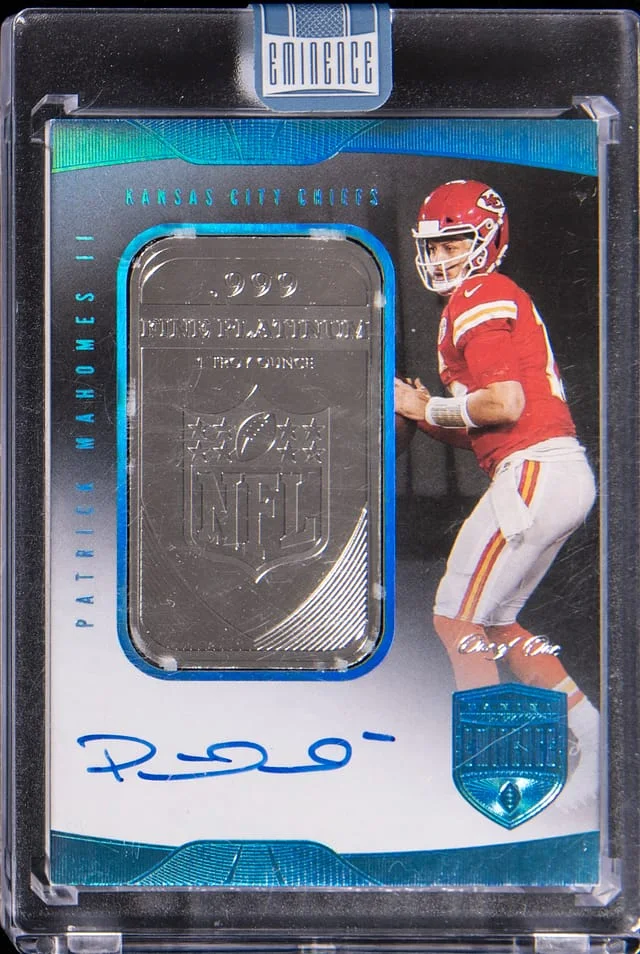 2021 Panini Eminence Patrick Mahomes II NFL Shield Autographs Platinum Bar #NFL-PM card image