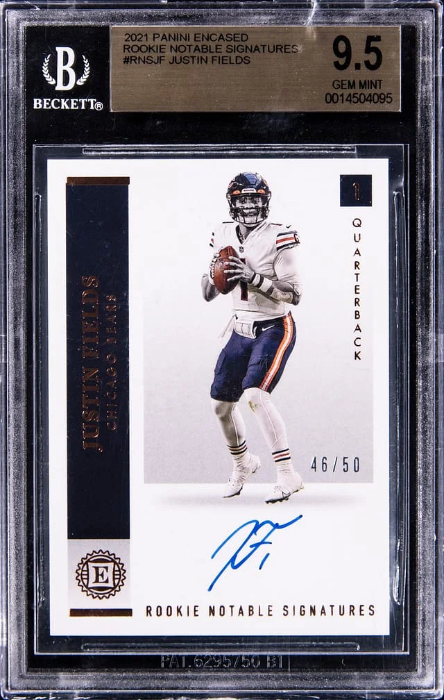 2021 Panini Encased Justin Fields Notable Signatures #RNS-JF card image