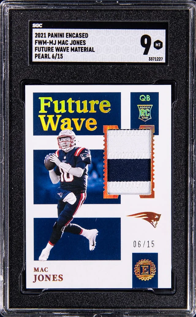 2021 Panini Encased Mac Jones Future Wave Material Pearl #FWM-MJ card image