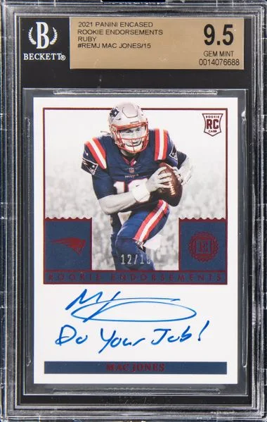 2021 Panini Encased Mac Jones Endorsements Ruby #REMJ card image