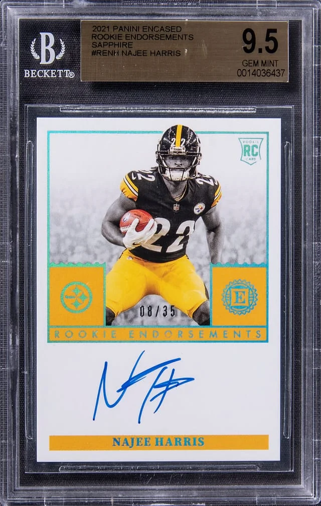 2021 Panini Encased Najee Harris Endorsements Sapphire #RE-NH card image