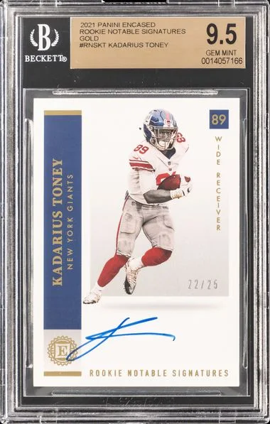 2021 Panini Encased Notable Signatures Gold Rnskt Kadarius Toney #no-number card image