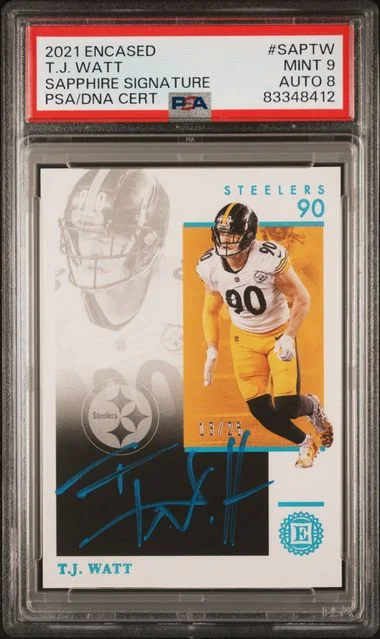 2021 Panini Encased T.J. Watt Sapphire Signatures #SAPTW card image