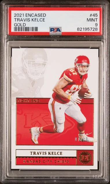 2021 Panini Encased Travis Kelce Gold #45 card image