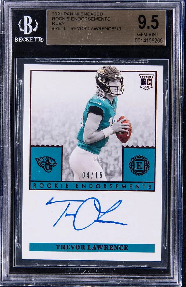 2021 Panini Encased Trevor Lawrence Endorsements Ruby #RETL card image