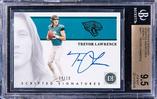 2021 Panini Encased Trevor Lawrence Scripted Signatures Emerald #SSTL card image