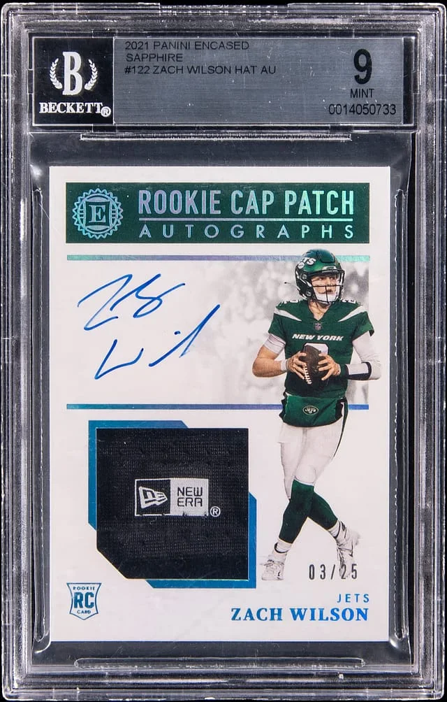 2021 Panini Encased Zach Wilson Sapphire #122 card image