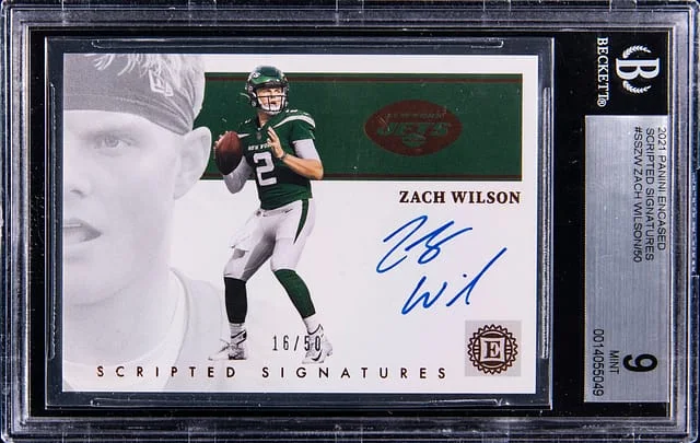 2021 Panini Encased Zach Wilson Scripted Signatures #SS-ZW card image