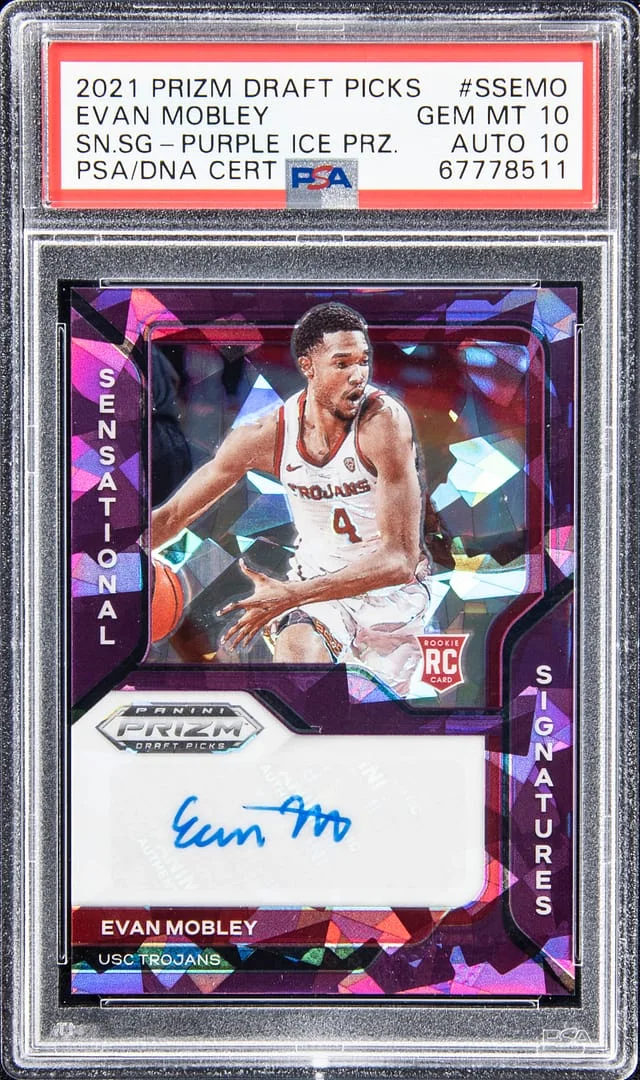 2021 Panini Evan Mobley Draft Picks Sensational Signatures Purple Ice Prizm #SS-EMO card image