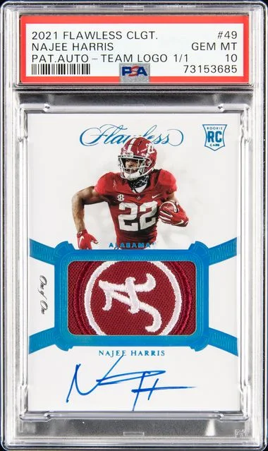 2021 Panini Flawless 49 Najee Harris Collegiate Patch Autograph-Team Logo #1/1 card image