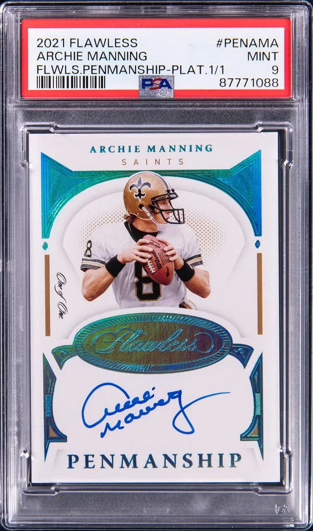 2021 Panini Flawless Archie Manning Penmanship Platinum #PENAMA card image
