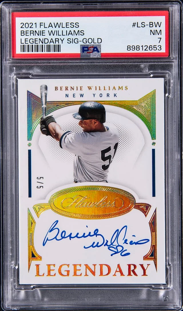 2021 Panini Flawless Bernie Williams Legendary Signature Gold #LS-BW card image