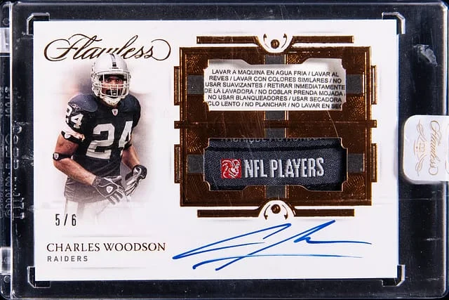 2021 Panini Flawless Charles Woodson Dual Patch Autographs #DPA-CWO card image