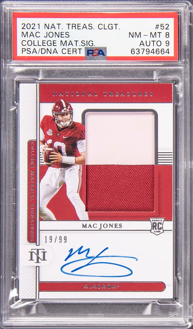2021 Panini Flawless Collegiate Football Mac Jones Patch Autographs #52 card image