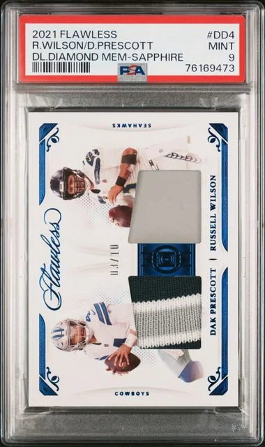 2021 Panini Flawless Dak Prescott/Russell Wilson Dual Diamond Memorabilia Sapphire #Dd4 card image