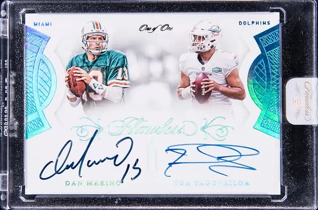 2021 Panini Flawless Dan Marino/Tua Tagovailoa Dual Autographs #FDA-MT card image