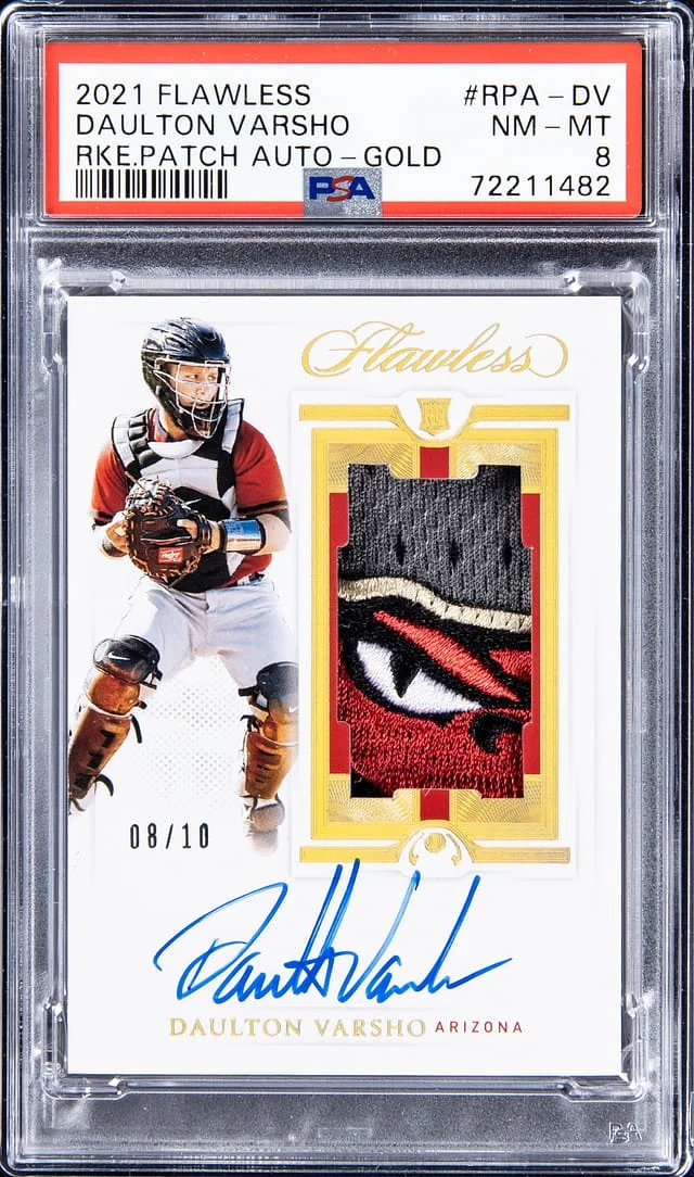 2021 Panini Flawless Daulton Varsho Patch Autograph (RPA) #RPA-DV card image
