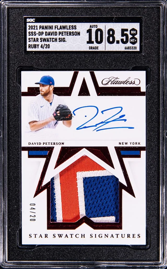 2021 Panini Flawless David Peterson Star Swatch Signature Ruby #SSS-DP card image