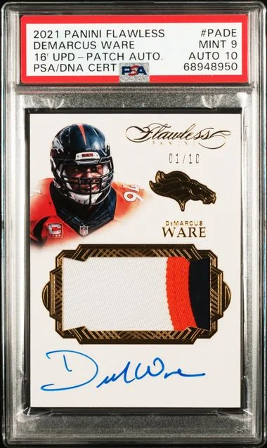 2021 Panini Flawless DeMarcus Ware 16 Update Patch Autograph #PADE card image