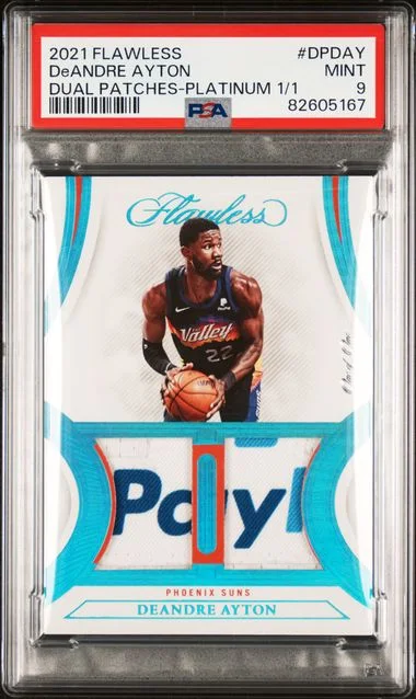 2021 Panini Flawless Dpday Deandre Ayton Dual Patches Platinum #1/1 card image