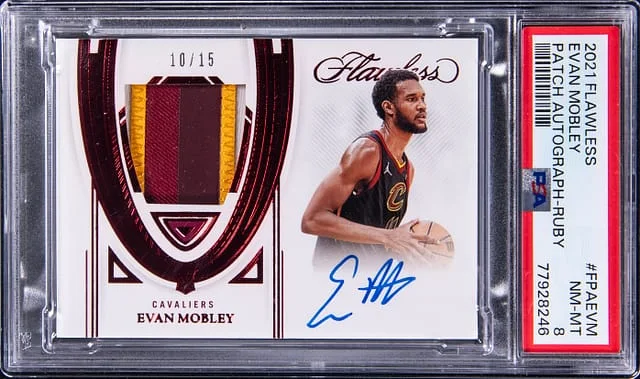 2021 Panini Flawless Evan Mobley Patch Autograph Ruby #FPAEVM card image
