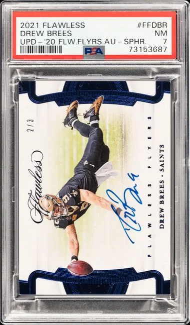 2021 Panini Flawless Flawless Flyers Autographs-Sapphire Ffdbr Drew Brees Update #2020 card image