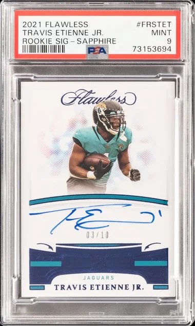 2021 Panini Flawless Flawless Signatures Sapphire Frstet Travis Etienne Jr. #no-number card image