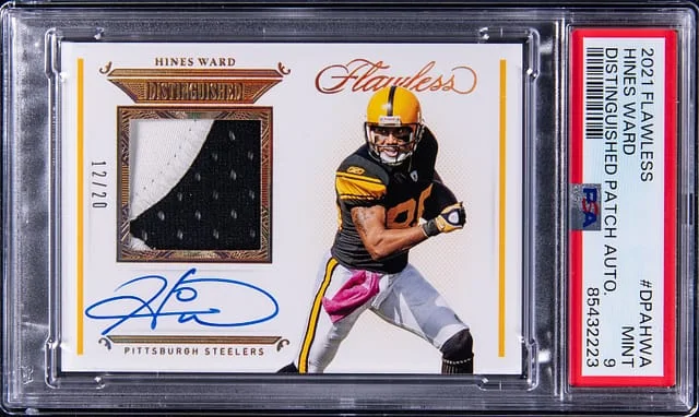 2021 Panini Flawless Hines Ward Distinguished Patch Autograph Platinum #DPA-HWA card image