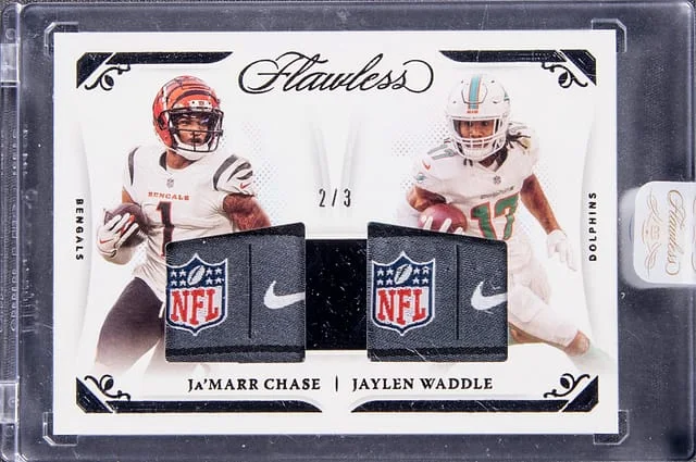 2021 Panini Flawless Ja'Marr Chase, Jaylen Waddle Dual Patch – Panini Encased #DD9 card image