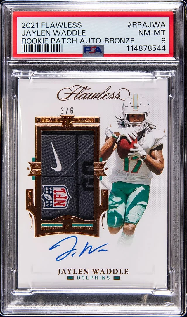 2021 Panini Flawless Jaylen Waddle Patch Autograph Bronze #RPA-JWA card image