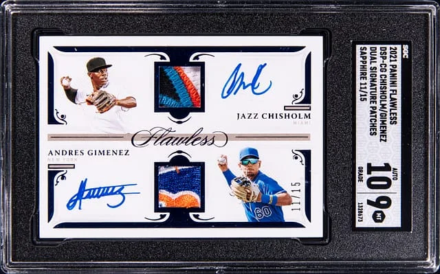 2021 Panini Flawless Jazz Chisolm/Andres Gimenez Dual Signature Patches Sapphire #DSP-CG card image