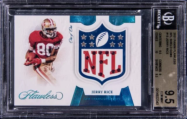 2021 Panini Flawless Jerry Rice NFL Shield Gems #13 card image