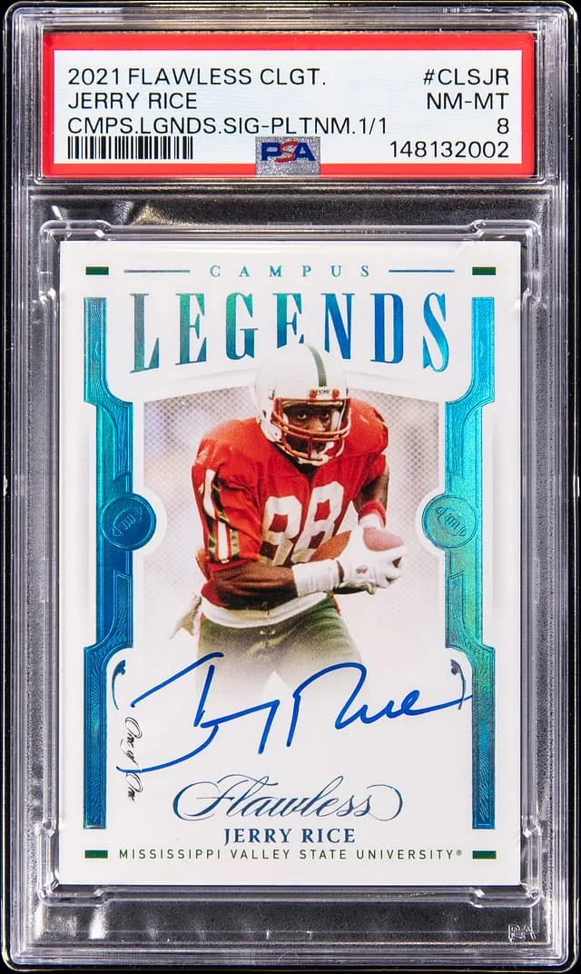 2021 Panini Flawless Jerry Rice Collegiate Campus Legends Signatures Platinum #CLS-JR card image