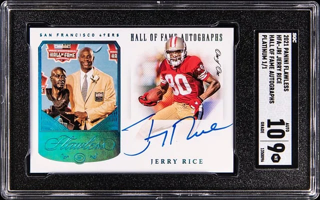 2021 Panini Flawless Jerry Rice Hall of Fame Autographs #HFA-HRI card image