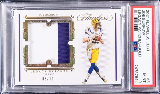 2021 Panini Flawless Joe Burrow Collegiate Legacy Patches Gold #LP-3 card image