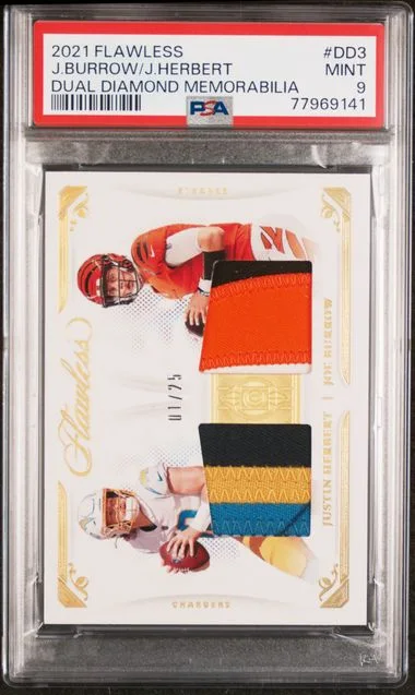 2021 Panini Flawless Joe Burrow/Justin Herbert Dual Diamond Memorabilia #DD3 card image