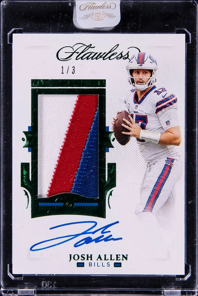 2021 Panini Flawless Josh Allen Patch Autographs Emerald #PA-JAL card image