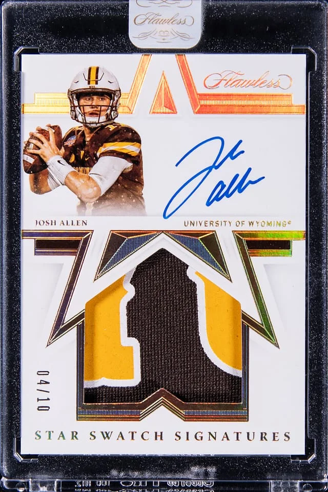 2021 Panini Flawless Josh Allen Collegiate Star Swatch Signatures Gold #SSS-JA card image